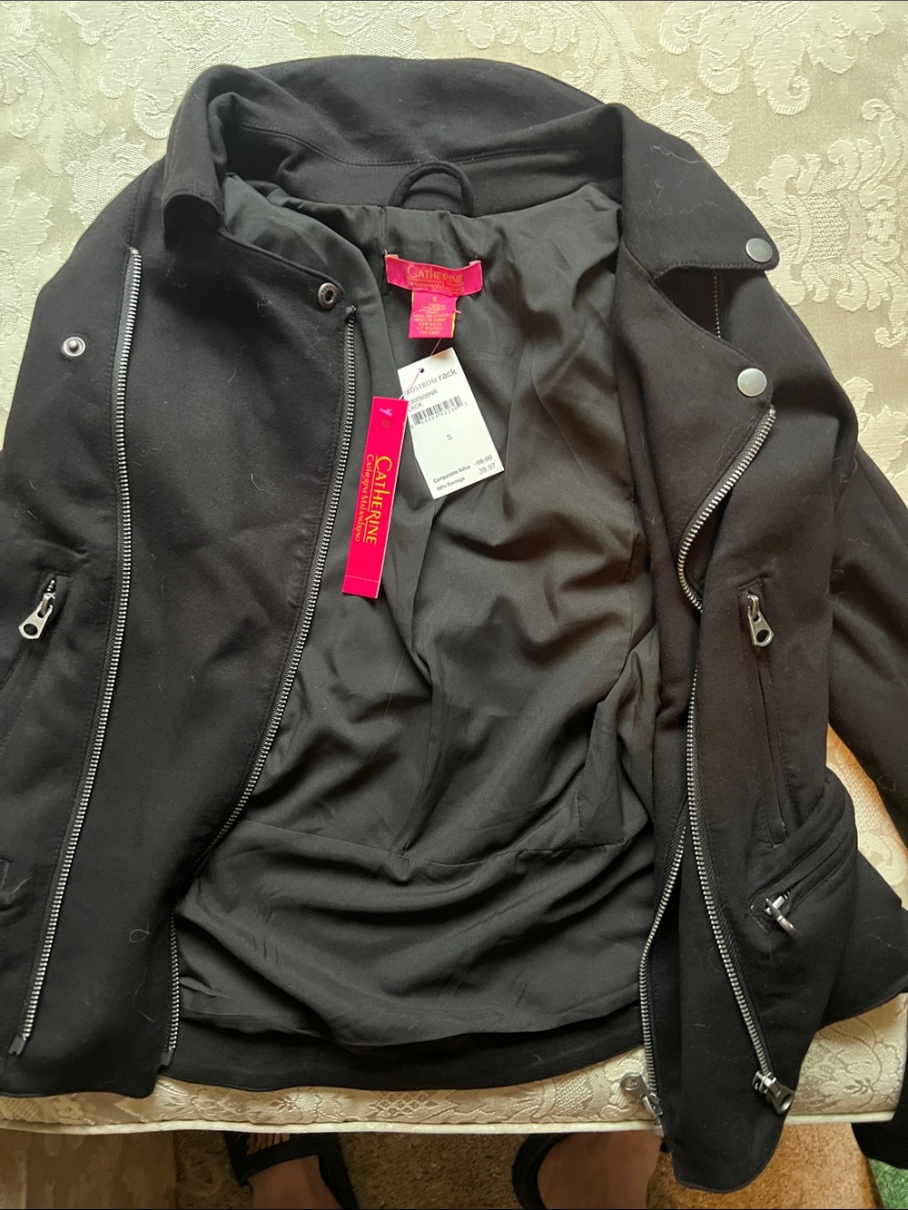 Catherine Malandrino Black Leather-Style Moto Jacket